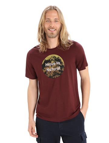 Pánské Tričko Icebreaker Merino Tech Lite II Krátké Sleeve Natural Alps Červené | CZ 1755EBCX